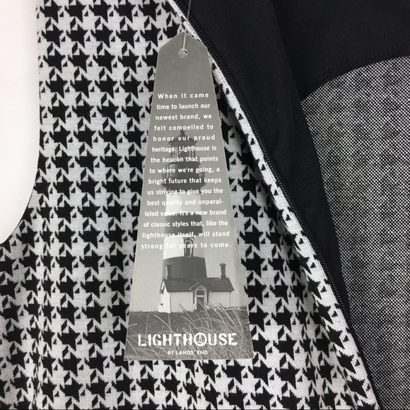 LANDS’ END LIGHTHOUSE Dress Houndstooth Sleeveless Fitted Petite Plus 14P NWT - Picture 9 of 13